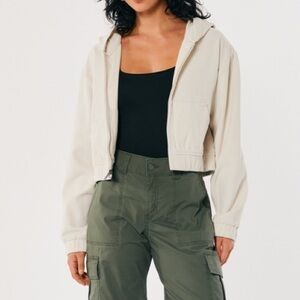 Hooded corduroy light jacket